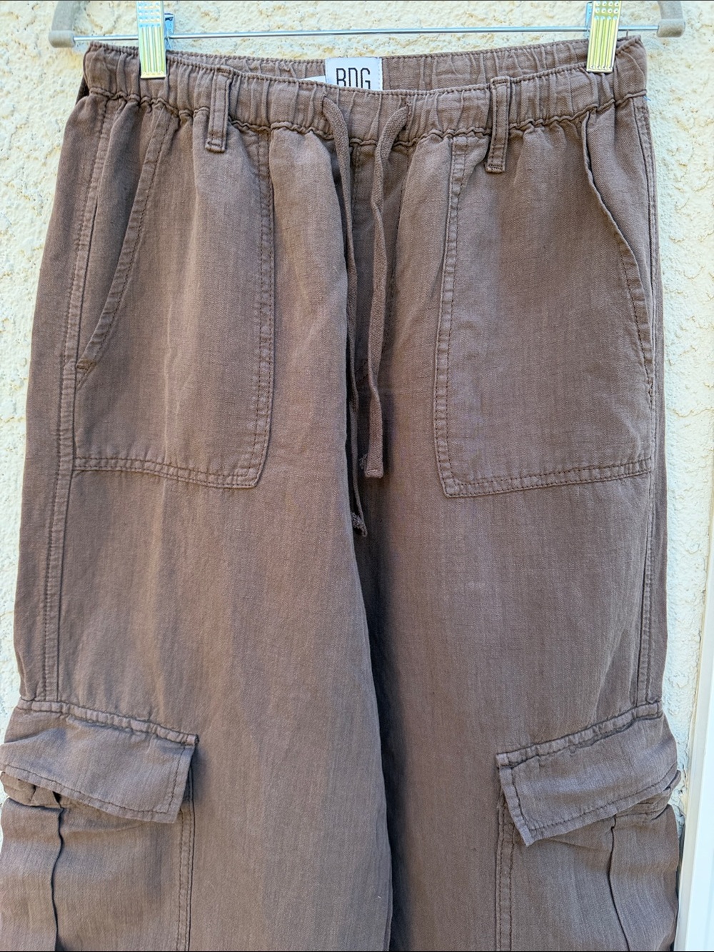 BDG Urban Outfitters Cargo Wide Leg Drawstring Brown Pants Size S - Picture 2 of 7